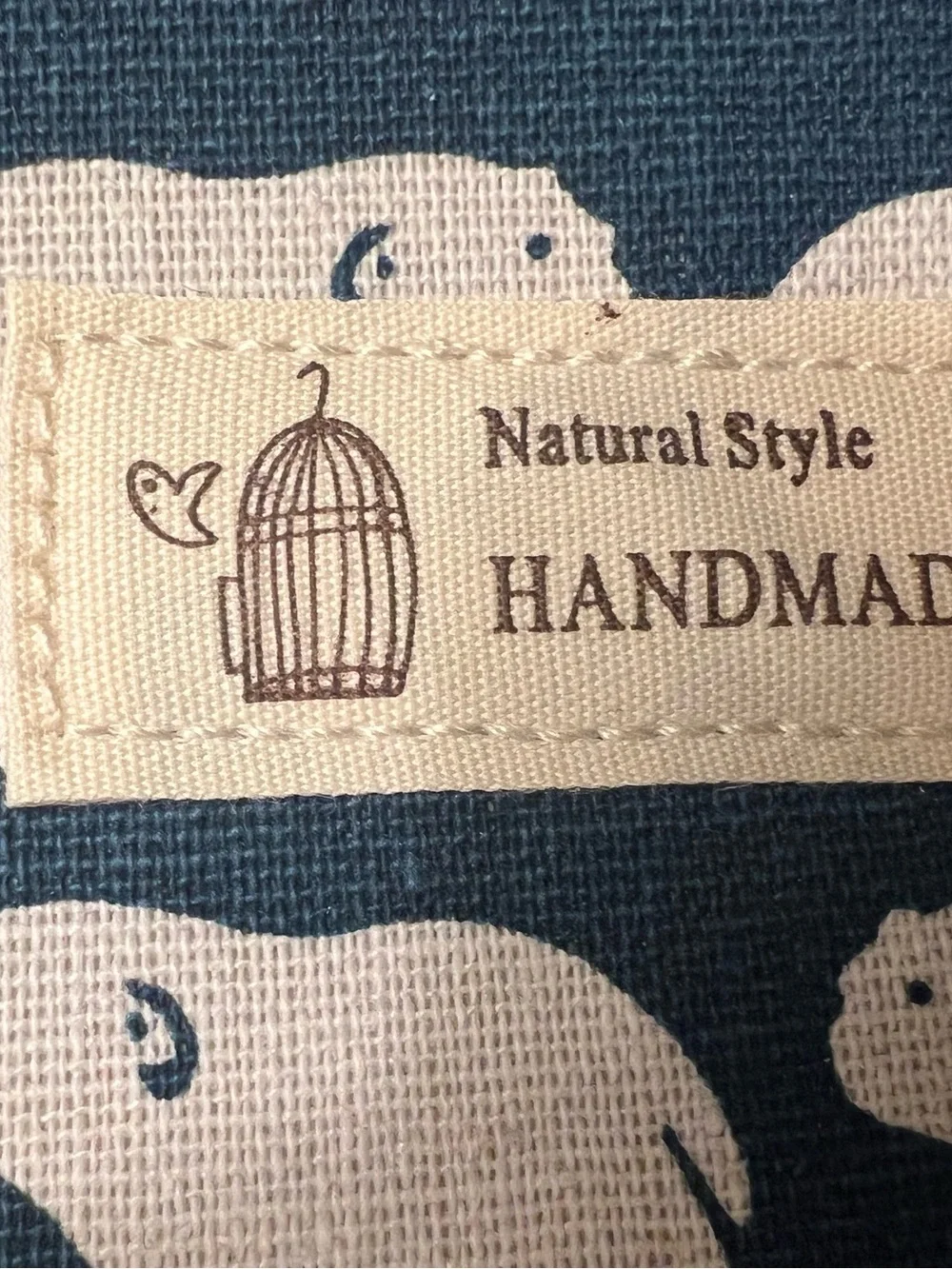 Handmade Natural Style Polar Bear Canvas Cosmetic Pouch in Navy and Cream
